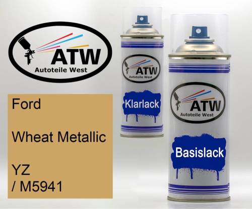 Ford, Wheat Metallic, YZ / M5941: 400ml Sprühdose + 400ml Klarlack - Set, von ATW Autoteile West.